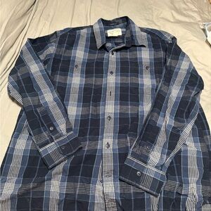 St. John's Bay Navy and White Plaid Button Down Shirt